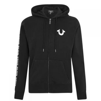 Image of True Religion Tape Logo Zip Hoodie - Black