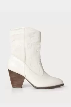 Image of Embroidered Western Block Heel Ankle Boot