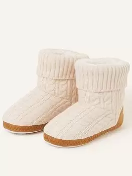 Image of Accessorize Cable Knitted Boot, White, Size L, Women