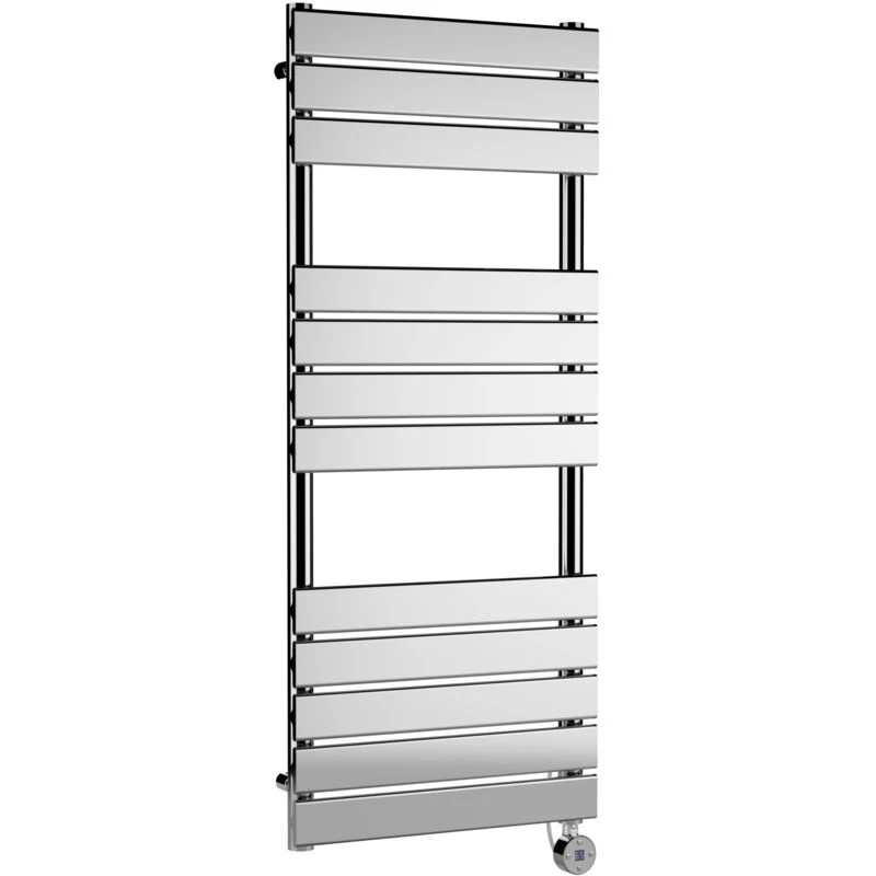 Image of Nuie Electric Flat Towel Rail 12 Bar 1213 X 500Mm Chrome, Silver HL359