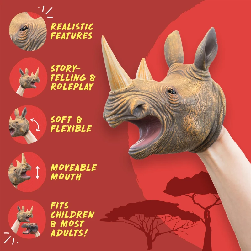 Image of Wild Thingz Hand Puppet - Rhino Multi unisex