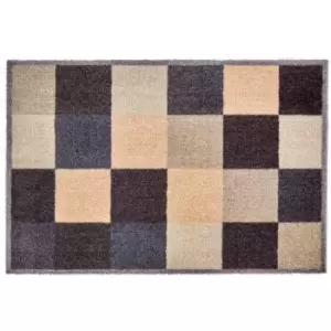 Image of Washamat Recylon Design Squares Mat 75X50Cm - Blue