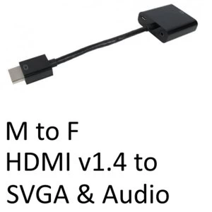 Image of HDMI 1.4 (M) to SVGA & Audio (F) Black OEM Converter Adapter
