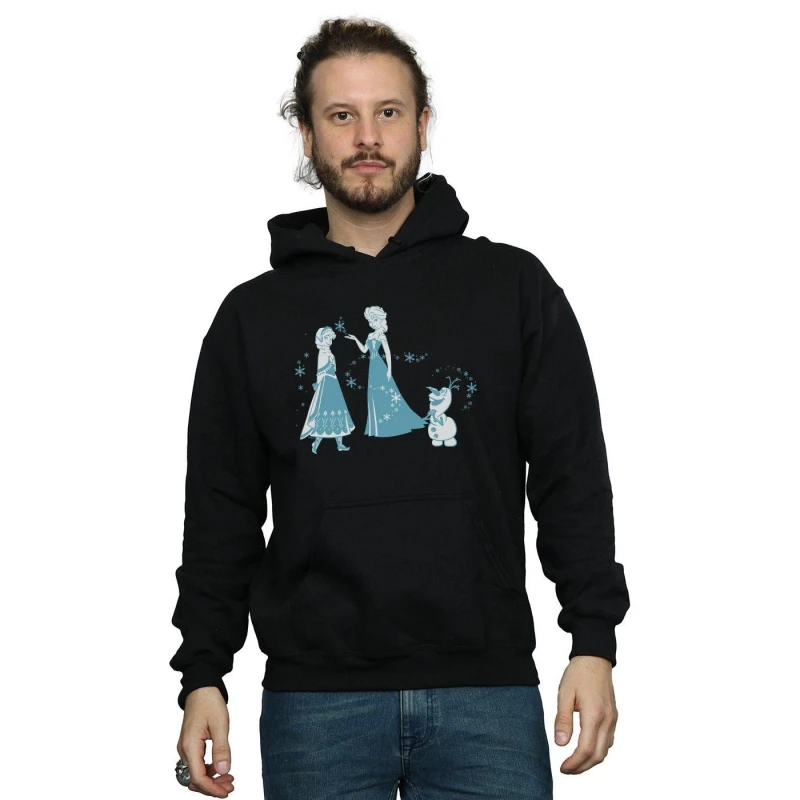Image of Disney Men Frozen Magic Snowflakes Hoodie in Black Size: Small Black S Male 5059308790989