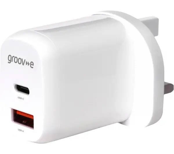 Image of GROOV-E GVMA105WE 20 W USB Type-C & USB Charger, White 5060108297615