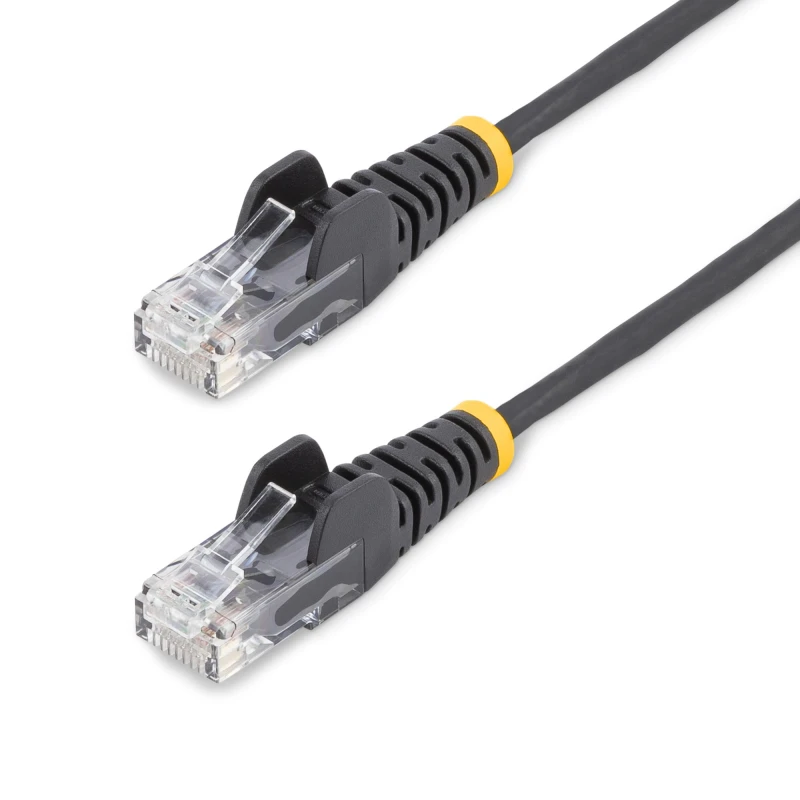 Image of StarTech.com 25cm Black Slim CAT6 Ethernet Cable. Snagless. 100W PoE.