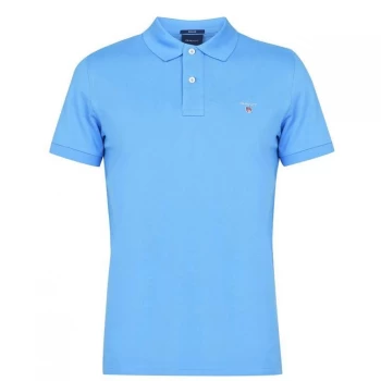 Image of Gant Original Pique Short Sleeve Polo Shirt - Blue 445