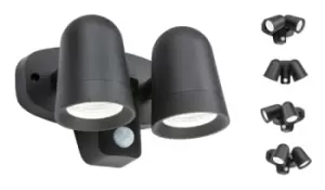 Image of KnightsBridge 230V IP65 18W LED Black Twin Spot Floodlight with PIR