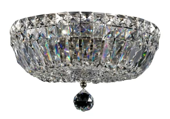 Image of Basfor Semi Flush Ceiling Lamp Nickel Antique & Crystal, 3 Light, E14