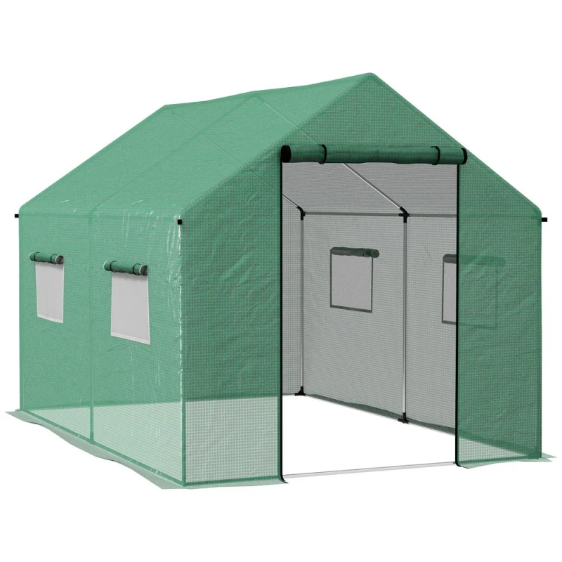 Image of Outsunny 2x3m Polytunnel Greenhouse w/ Wide Door - Green 84H-074V00GN