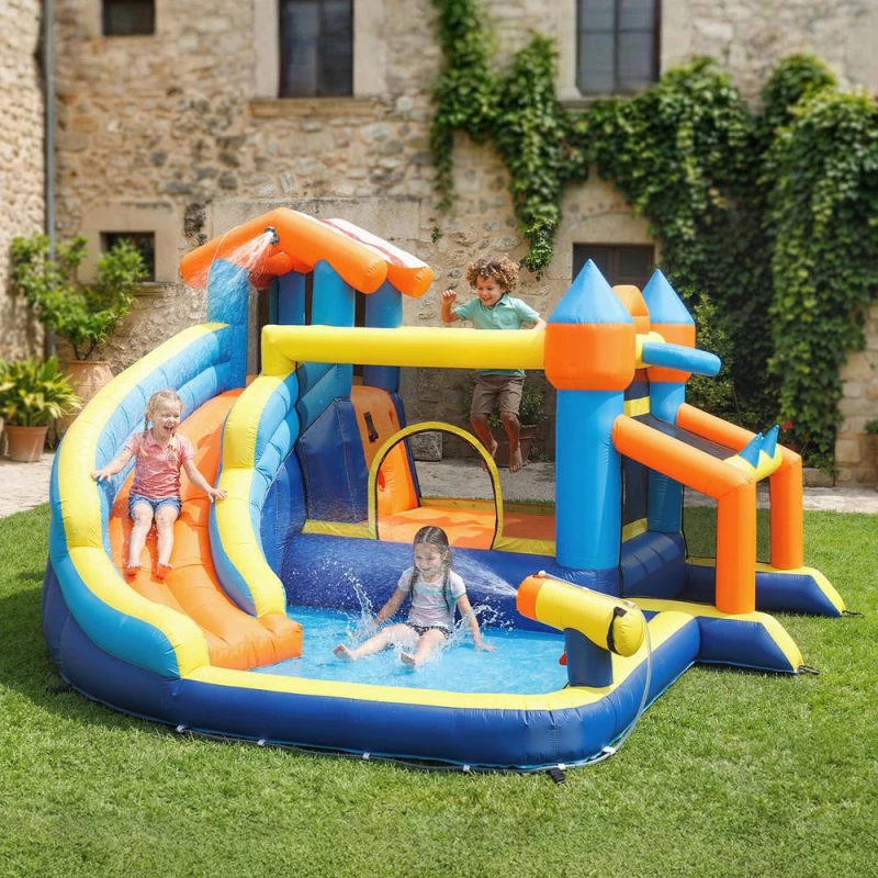Image of AIYAPLAY Inflatable Bounce House with Slide Pool/Ball Pit for Outdoor Multicolor Unisex