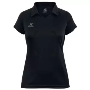 Image of Gilbert Eclipse Womens Netball Polo Shirt w Bib Attachments - Black