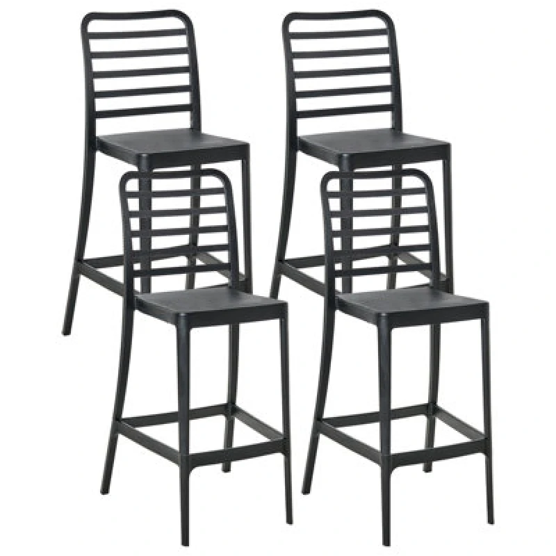 Image of Beliani Set Of 4 Bar Chairs Seceda Synthetic Material 2 In 1 Black