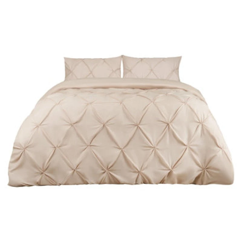 Image of OHS OHS Diamond Pintuck Duvet Cover with Pillowcase in Beige Size: King Beige King Unisex 5027434153527
