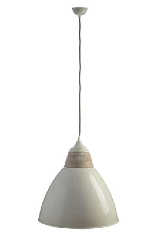 Image of Orsina Extra Large White Pendant Light, Contemporary Bell-Shaped Ceiling Light, Style Iron Shade With Wood Accent