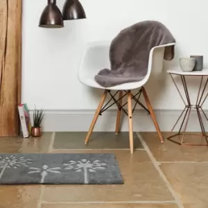 Image of JVL Solemate Latex Flowers Doormat Grey