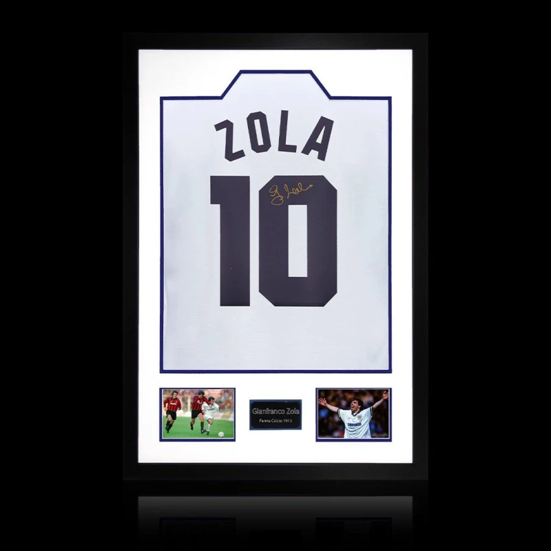 Image of The Fan Cave Gianfranco Zola Signed Parma Calcio 1913 Shirt Pre White unisex 850mm x 60