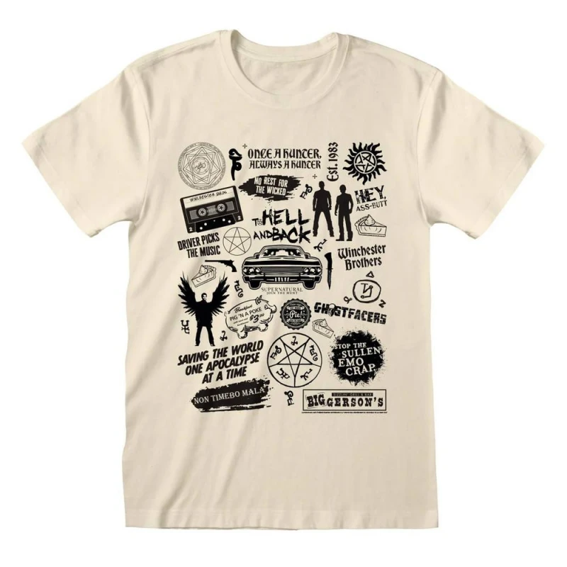Image of Supernatural Mens Icons T-Shirt in Natural Size: Large Natural Male L