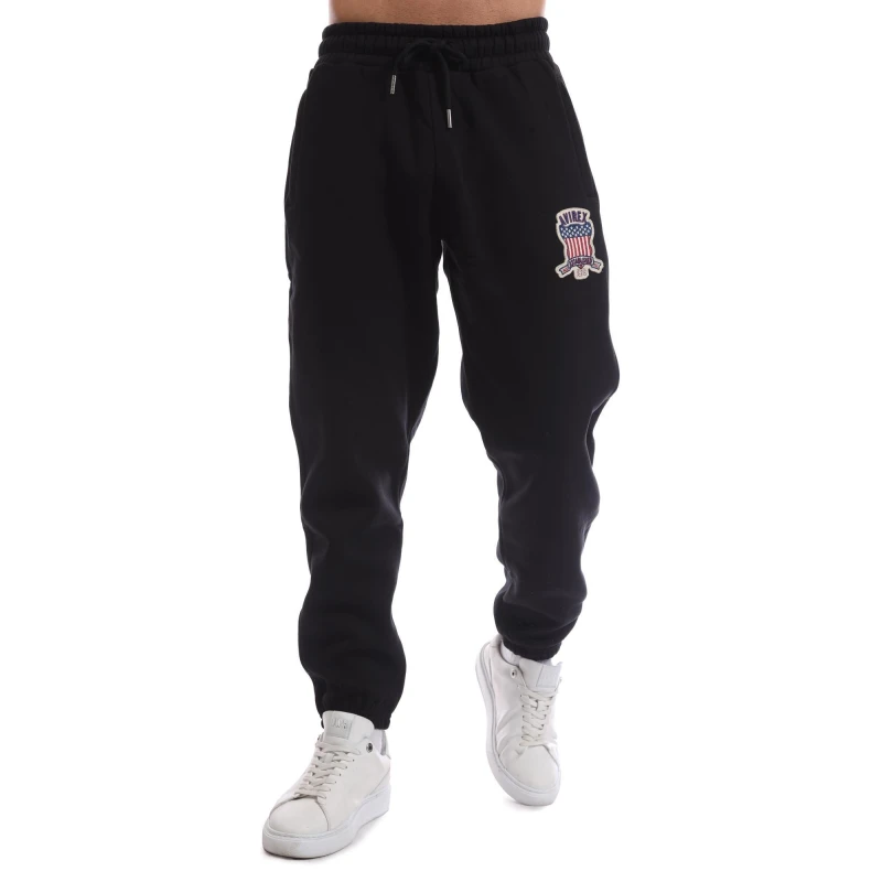 Image of Avirex Mens Closed Hem Fleece Joggers Black male X Small