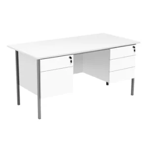 Image of Eco 18 1500 X 750 4 Leg 2+3D Pedestal Rectangular Desk White-Black