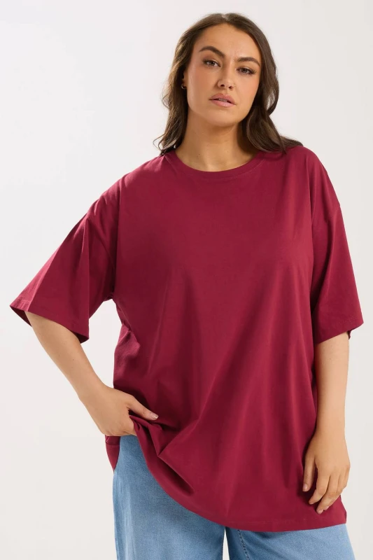 Image of Yours Womens Longline Core T-Shirt in Wine Size: 20 Wine Female 20