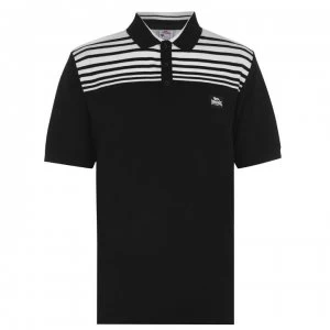 Image of Lonsdale Yarn Dye Stripe Polo Shirt Mens - Black/White