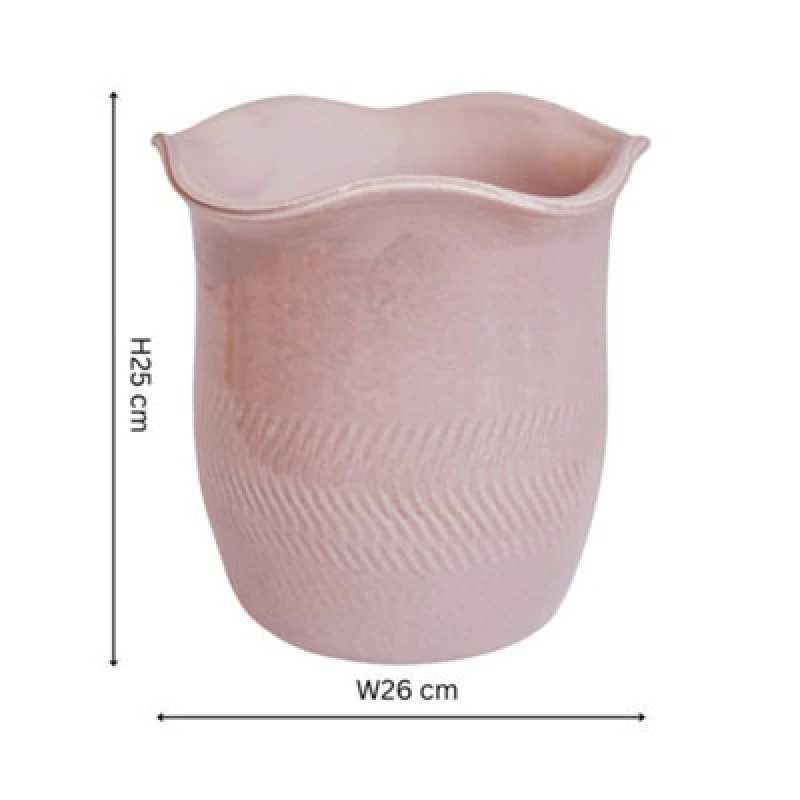 Image of Ivyline Camellia Blush Scalloped Edge Planter H25Cm D26Cm