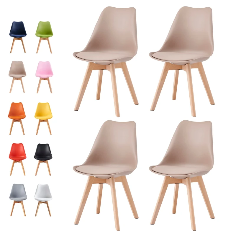 Image of MCC DIRECT Set of 4 Dining Chairs Designer Side Chairs Wooden Home Office Commercial eva brown EA0403
