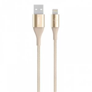 Image of Belkin Premium Lightning Cable With Kevlar Material 2.4amp 4 Foot Gold