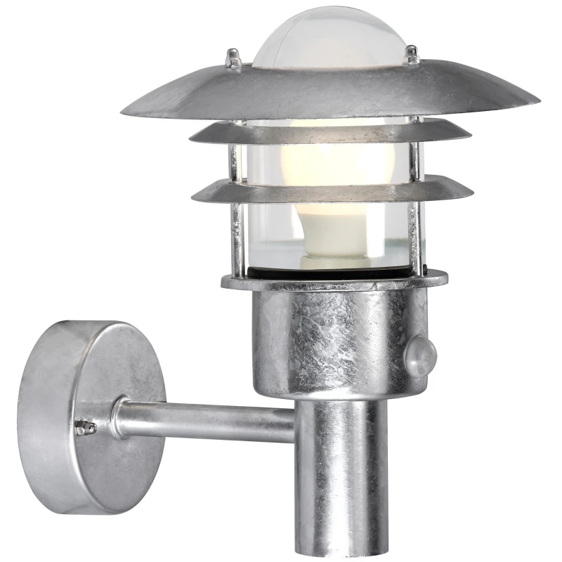 Image of Nordlux Lonstrup Industrial Outdoor Galvanized Steel Wall Light Coastal/marine Safe Silver, Mains