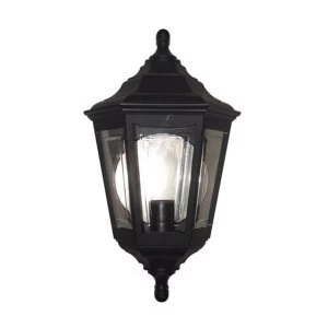 Image of 1 Light Outdoor Flush Ceiling Lantern Black IP43, E27