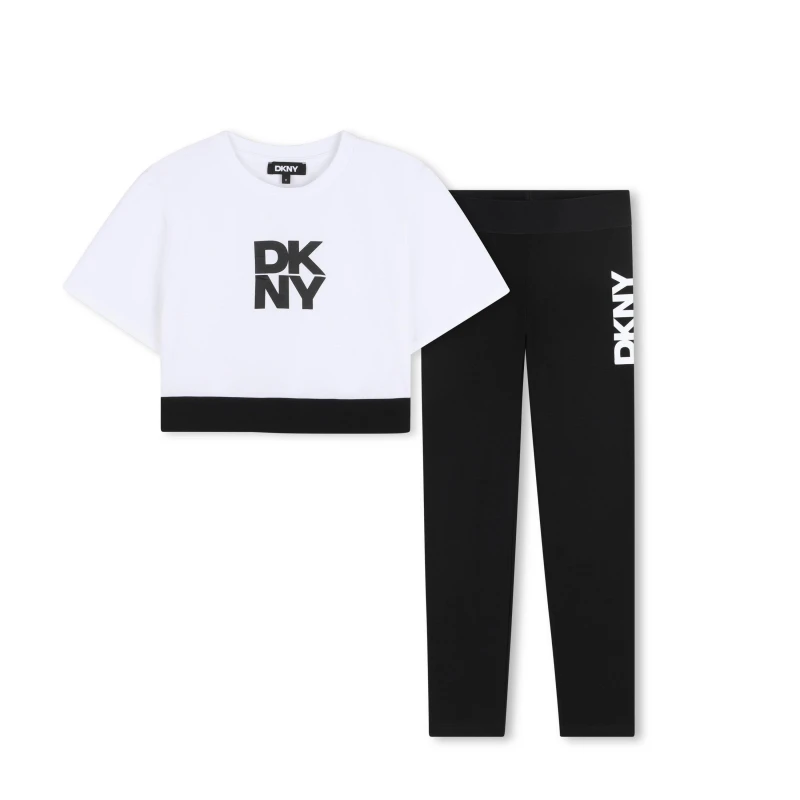 Image of DKNY Legging Set Jn63 White/Black female 6Y