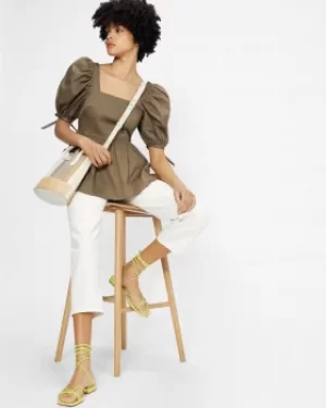 Image of Ted Baker Plaited Waistband Straight Leg Jean