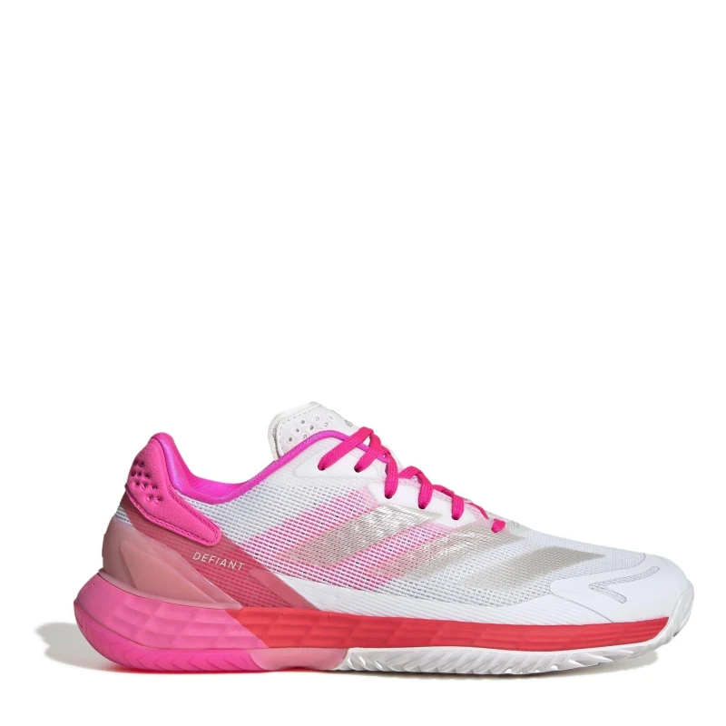 Image of adidas Defiant Speed 2 Tennis Shoes Womens White/Pink female 4 (36.7)