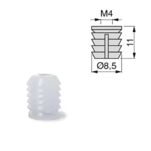 Image of Emuca Furniture Plastic Socket - Size M4 11 x 8.5mm, Pack of 10