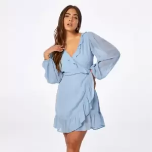 Image of Jack Wills Wrap Frill Mini Dress - Blue