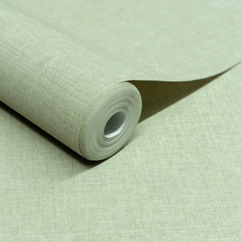 Image of Grandeco Solena Brushed Check Weave Hessian Textured Plain Wallpaper, Sage Green