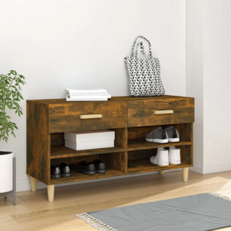 Image of VIDAXL Shoe Cabinet Smoked Oak 102x35x55cm Engineered Wood Vidaxl 8720287086741