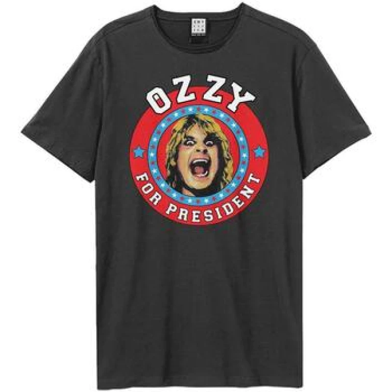 Image of Amplified Amplified Men For President Ozzy Osbourne T-Shirt in Charcoal Size: X-Small Charcoal XS Male 5063574137775
