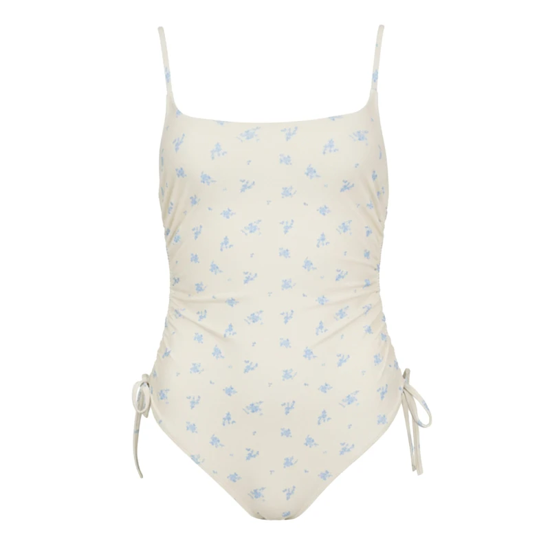 Image of Jack Wills JW Ruched Swimsuit Ld63 Blue Ditsy female 8 (XS)