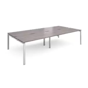Image of Adapt double back to back desks 3200mm x 1600mm - silver frame, grey oak top