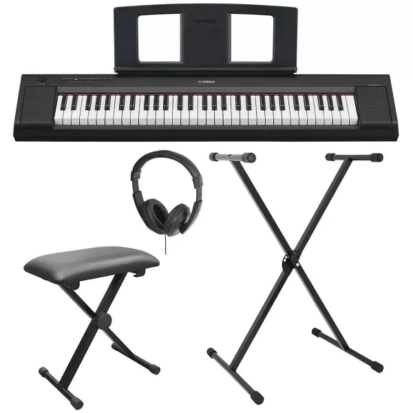 Image of Yamaha Np15 Portable Keyboard Bundle - Black