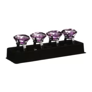 Image of Premier Housewares Set of 4 Napkin Rings - Purple Diamante/Chrome Finish