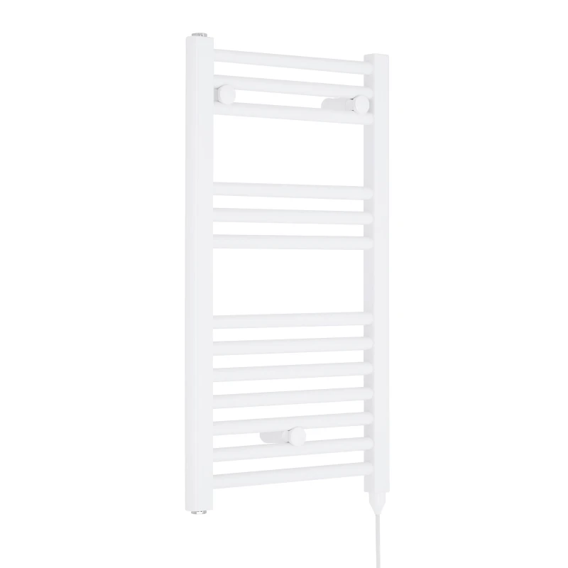 Image of Balterley Electric Vertical Round Towel Rail 300 Watt Gloss White 720x 400mm White