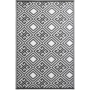 Image of Homescapes - Black and White Geometric Design Reversible Outdoor Rug - Black & White