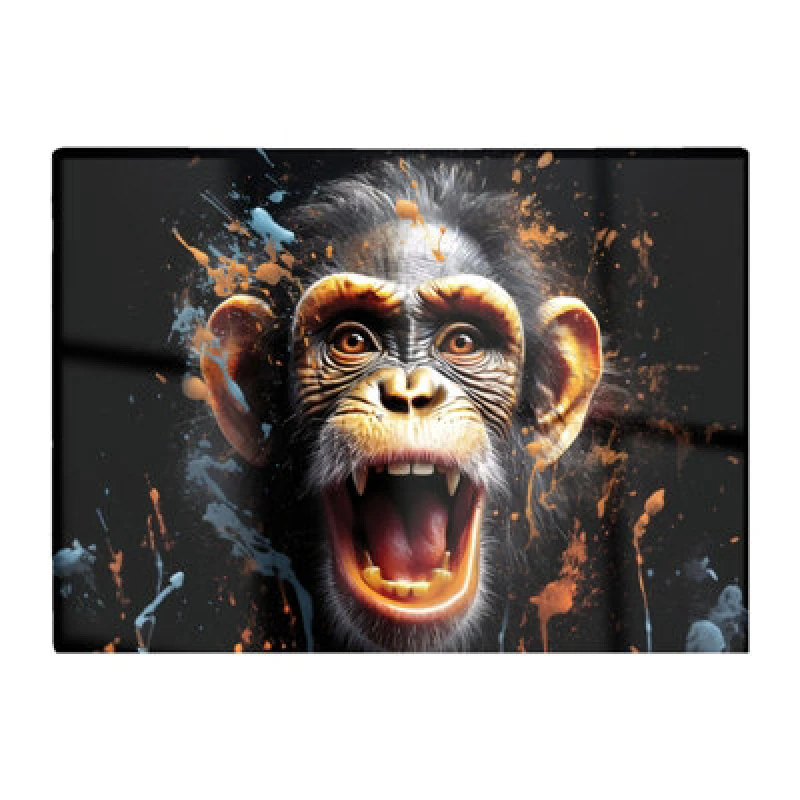 Image of Warren Reed Designer Monkey Face Splashart Glass Chopping Board