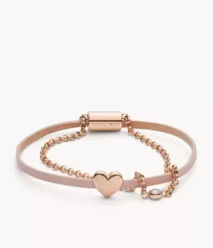 Image of Fossil Women Duo Heart Rose Gold-Tone Stainless Steel Bracelet