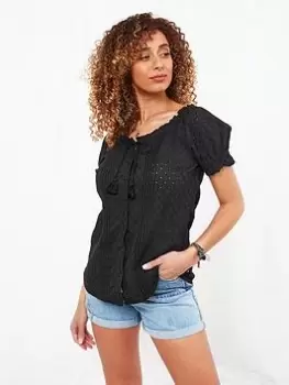 Image of Joe Browns Joe Browns Joyful Broderie Blouse Black, Size 8, Women