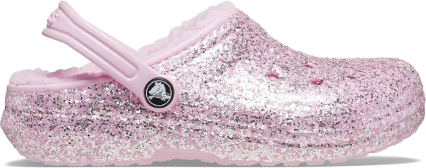 Image of Crocs Kids Toddler Classic Lined Glitter Clogs Flamingo C8