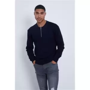 Image of I Saw It First Navy Slim Fit Half Zip Long Sleeve Top - Blue